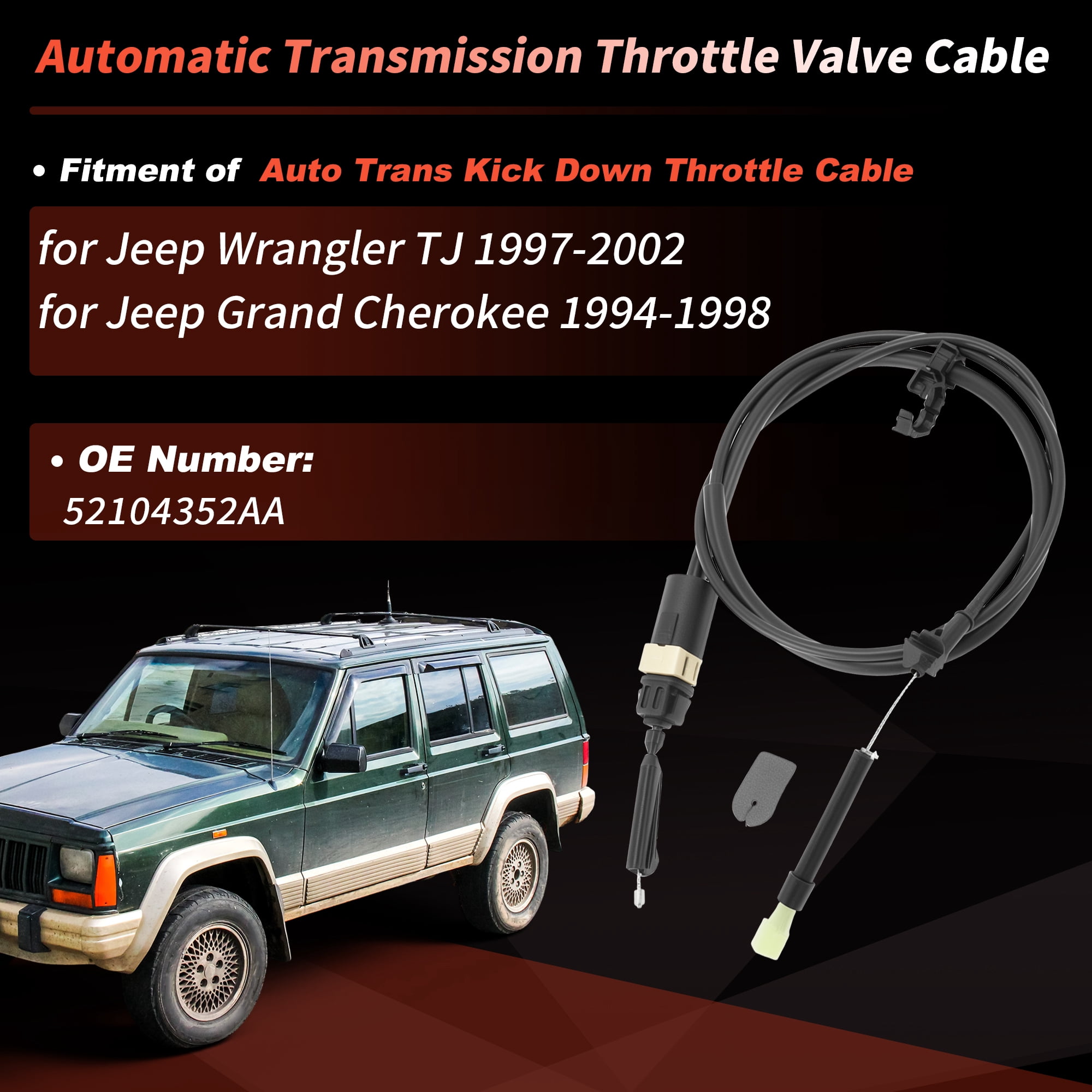 Unique Bargains Throttle Valve Cable for Jeep Wrangler TJ 1997-2002