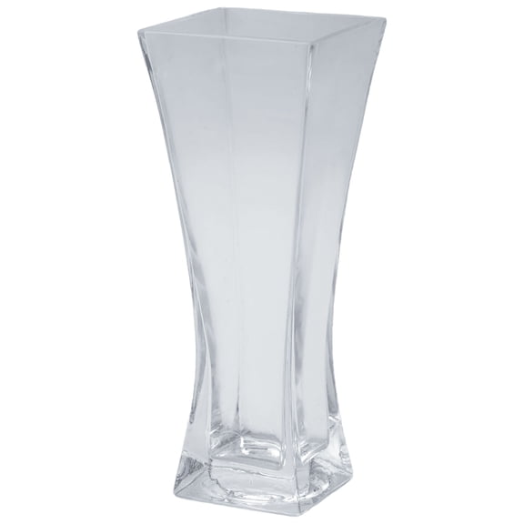 CC Home Furnishings 10" Clear Glass Square Flower Vase