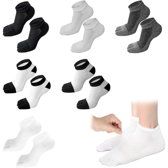 MOAMUN 5 Pairs Men's Toe Socks Low Cut Five Finger Socks Soft and Breathable Low Cut Cotton Socks for Men - 39-47