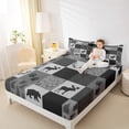 thumbnail image 4 of Homewish Safari Bear Deer Twin Sheet Sets,Jungle Animal Twin Fitted Sheet,Gray White Plaid Flat Sheet For Teens,Ultra Soft Home Decor,3 Pieces, 4 of 7