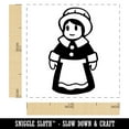 thumbnail image 2 of Cute Thanksgiving Pilgrim Girl Self-Inking Rubber Stamp Ink Stamper - Red Ink - Small 1 Inch, 2 of 7