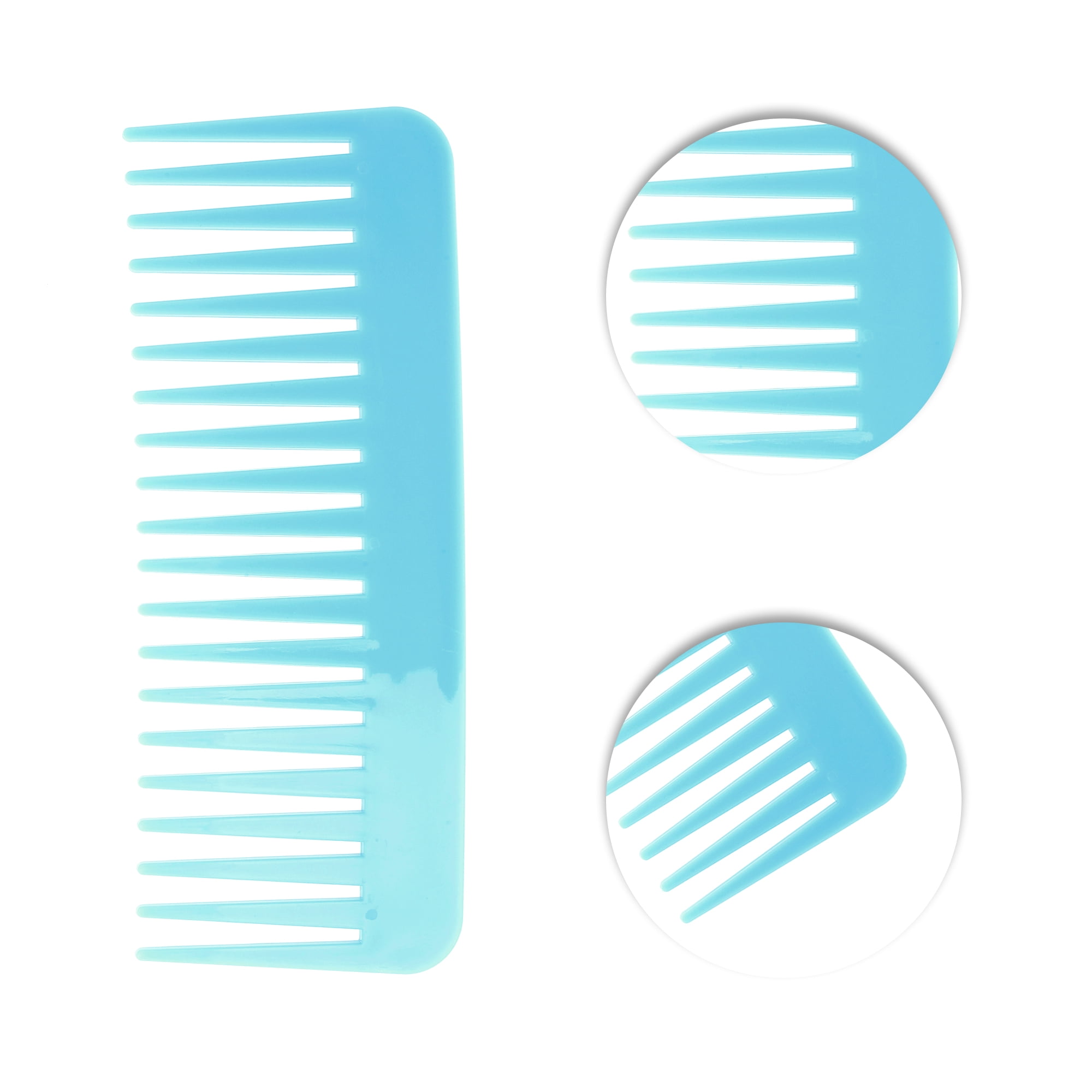 Unique Bargains 1 Pc Flat Style Wide Tooth Comb for Curly Thin Hair Sky Blue
