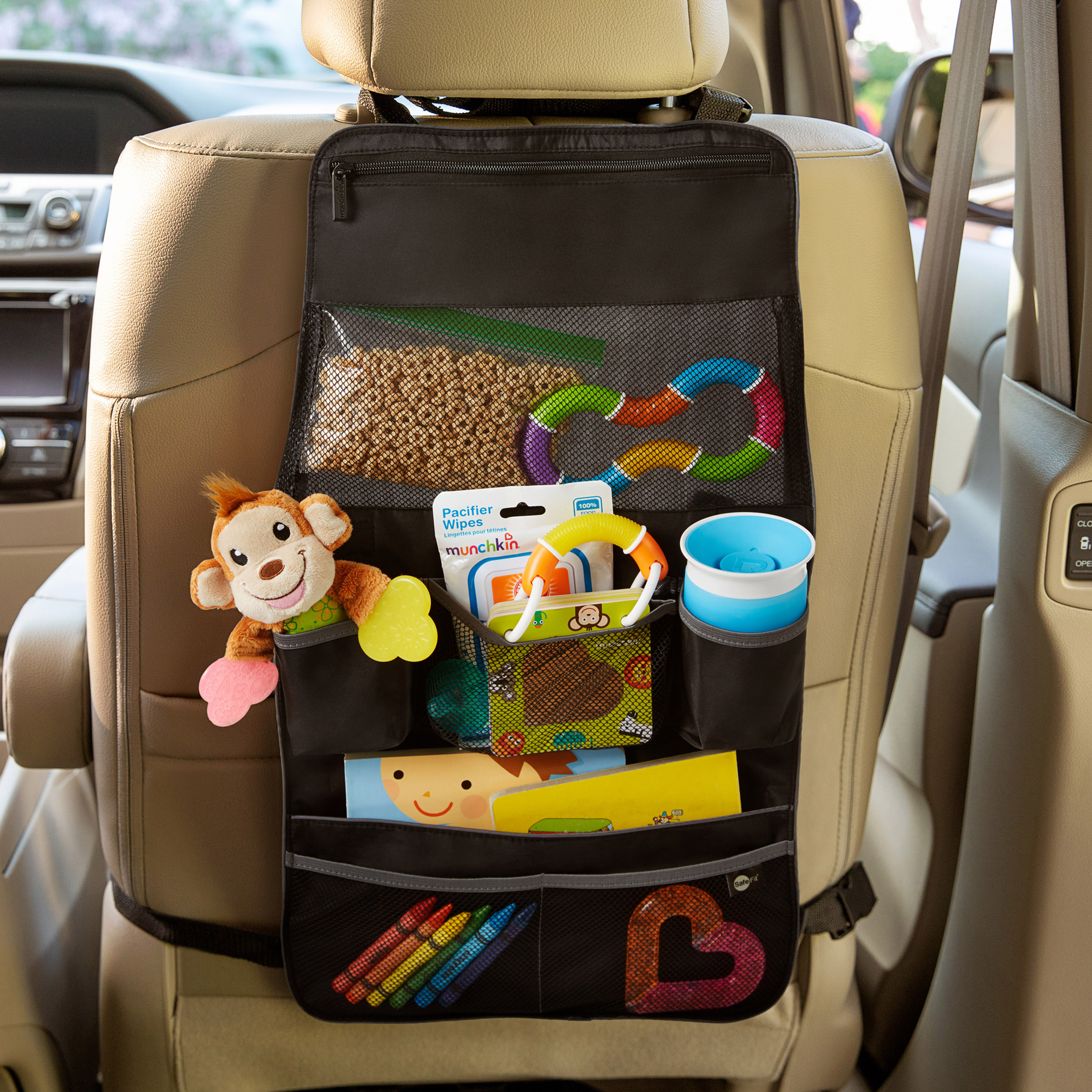 SafeFit® Infant and Toddler Car Backseat and Stroller Organizer, Black, Unisex - image 2 of 6