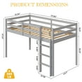 thumbnail image 2 of Ktaxon Wood Loft Bed Twin Size with Ladder, Solid Wood Low Loft Bed Frames for Girls Boys, Gray, 2 of 10