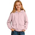 thumbnail image 4 of SGMVNU Girls Zip Up Hoodies Teen Casual Long Sleeve Full Zipper Sweatshirts Jackets with Pockets Fall Outerwear, Size 7-8 Year, zx1-Pink, 4 of 4