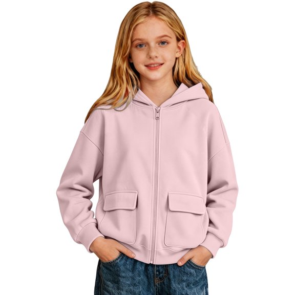 Toddler Girls Hoodie Pure Color Long Sleeved Hooded Pullover Jacket Loose Fit Casual Fall Pullovers Size 2-3T,Pink