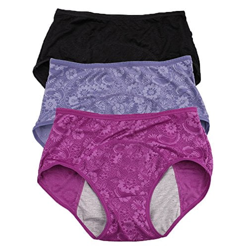 Women Menstrual Period Briefs Jacquard Easy Clean Panties Multi Pack 