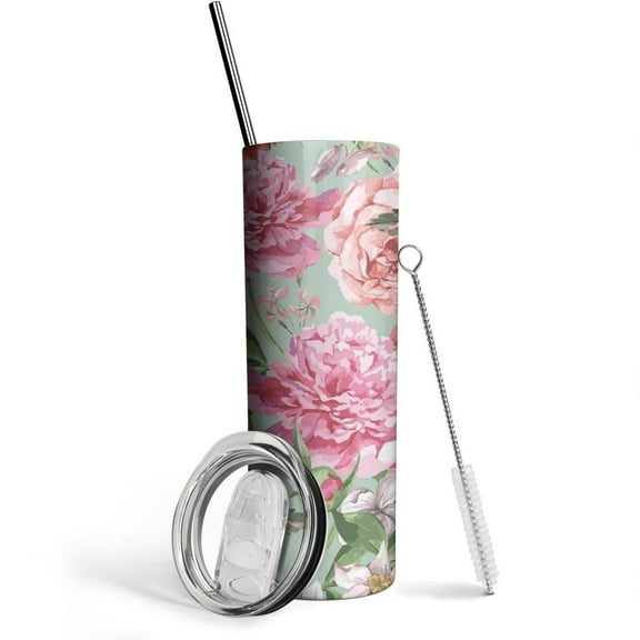Pioneer Flower Skinny Tumbler 20oz - Double Wall Vacuum Insulated Tumbler- Birthday Gifts for Mom Sister Friends Women