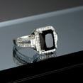 thumbnail image 2 of 925 Sterling Silver Square Cut Black Onyx Wedding Engagement Ring Cocktail Rings Black Cubic Zirconia Simulated Diamond Anniversary Promise Wedding Band Engagement Ring, 2 of 5