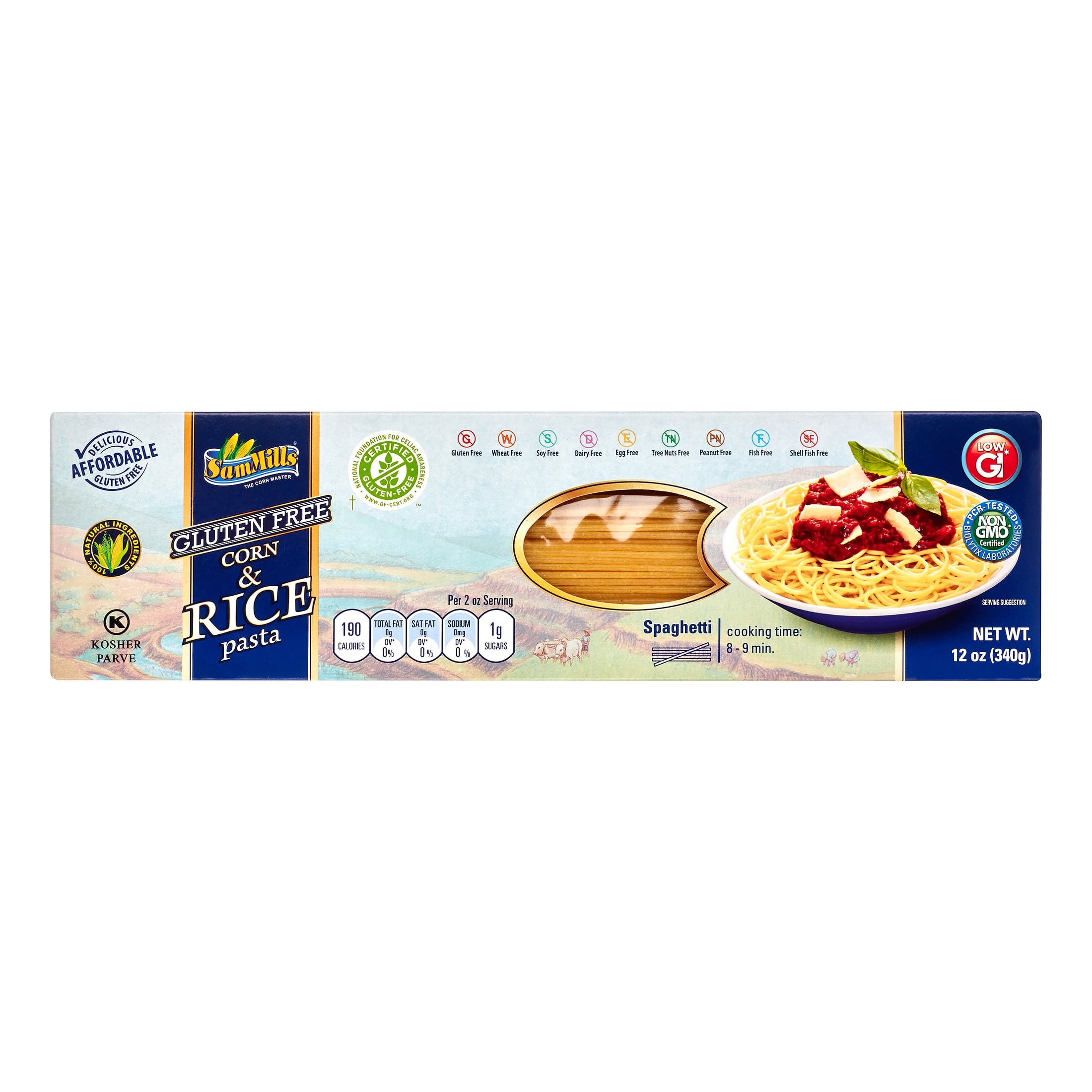 Sam Mills Gluten Free Corn and Rice Pasta Sapghetti, 12 Oz