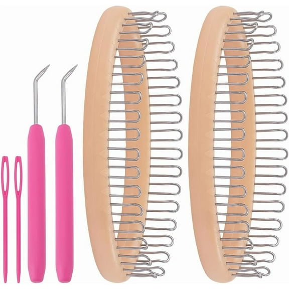 2 Set Sock Loom Kit Knitting Loom for Beginners Oval Sock Knitting Loom Set with Crochet Hooks Knitting Needles for Sock Hat Scarf Shawl Blanket DIY Craft Sewing Accessories Colorful
