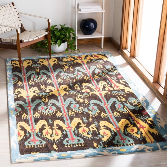 Safavieh Ikat Asia Southwestern Wool Area Rug, Charcoal/Blue, 5' x 8'