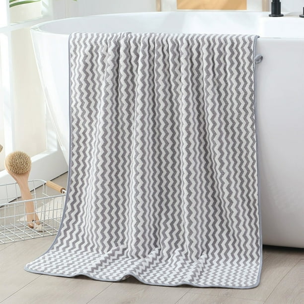Toalla de baño Water Waves, extragrande, 55 x 27 pulgadas, absorbente, de secado rápido, de poliéster, suave, de felpa, gris, morado, verde, azul y rosa Yulucky