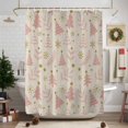 thumbnail image 2 of Christmas Shower Curtain Christmas Tree Bathroom Curtains with Hooks, Waterproof Fabric Star Pink Pine Leaves Linen Bath Shower Curtains Set for Bathroom Bathtubs Xmas Decor 72x72 Inch, 2 of 9