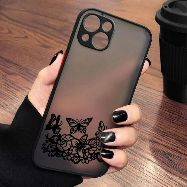 Fashion Rose Butterfly Logo Phone Case For Apple iPhone 14 13 12 11 XS Mini Pro Max 8 7 XR X Matte Frosted Translucent LXY