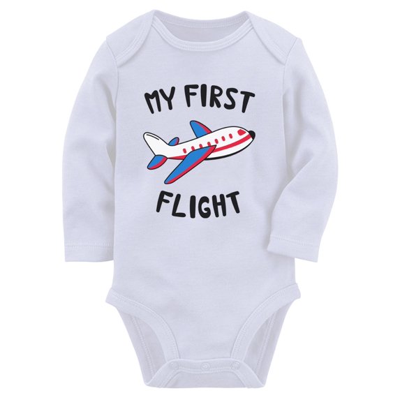 Tstars Boys Unisex Gift for Baby Infant My First Flight Funny Humor Vacation Holiday Birthday Party Gift Baby Long Sleeve Bodysuit