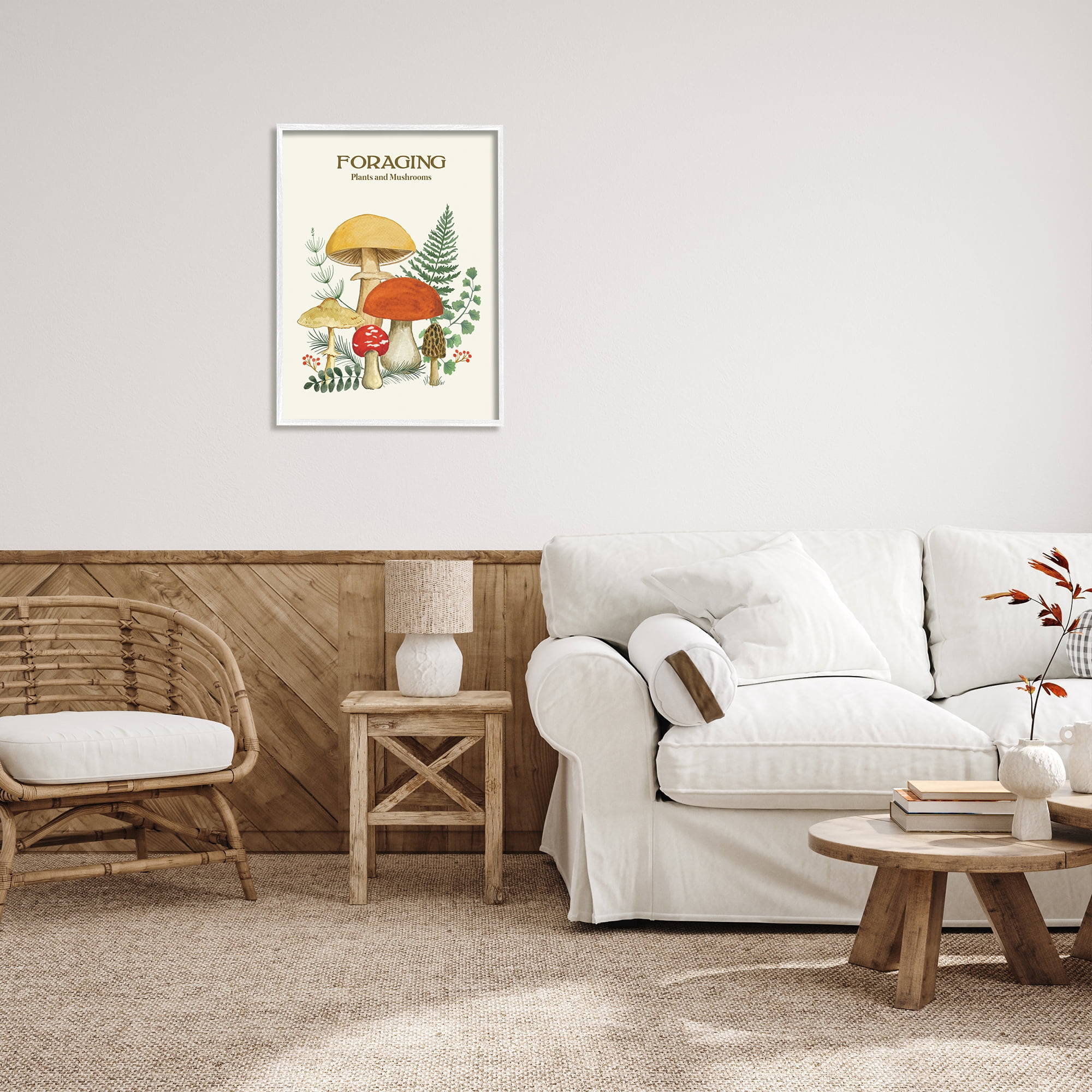 Stupell Industries Botanical Plants & Mushrooms Botanical & Floral Painting White Framed Art Print Wall Art, 24 x 30