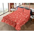 thumbnail image 4 of Ambesonne Emoji Party Fitted & Top Sheet Set with Shams, Latte Croisant Pattern, Dark Coral and Ivory, 4 of 5