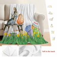 thumbnail image 5 of Easter Bunny Blanket Soft Cozy Warm Throw Blanket for Couch, Plush Fuzzy Flannel Fleece Blankets for Sofa, Colorful Eggs Spring Grass Flowers Grey Wooden Bed Blankets Gifts for Men, 40"x50", 5 of 9
