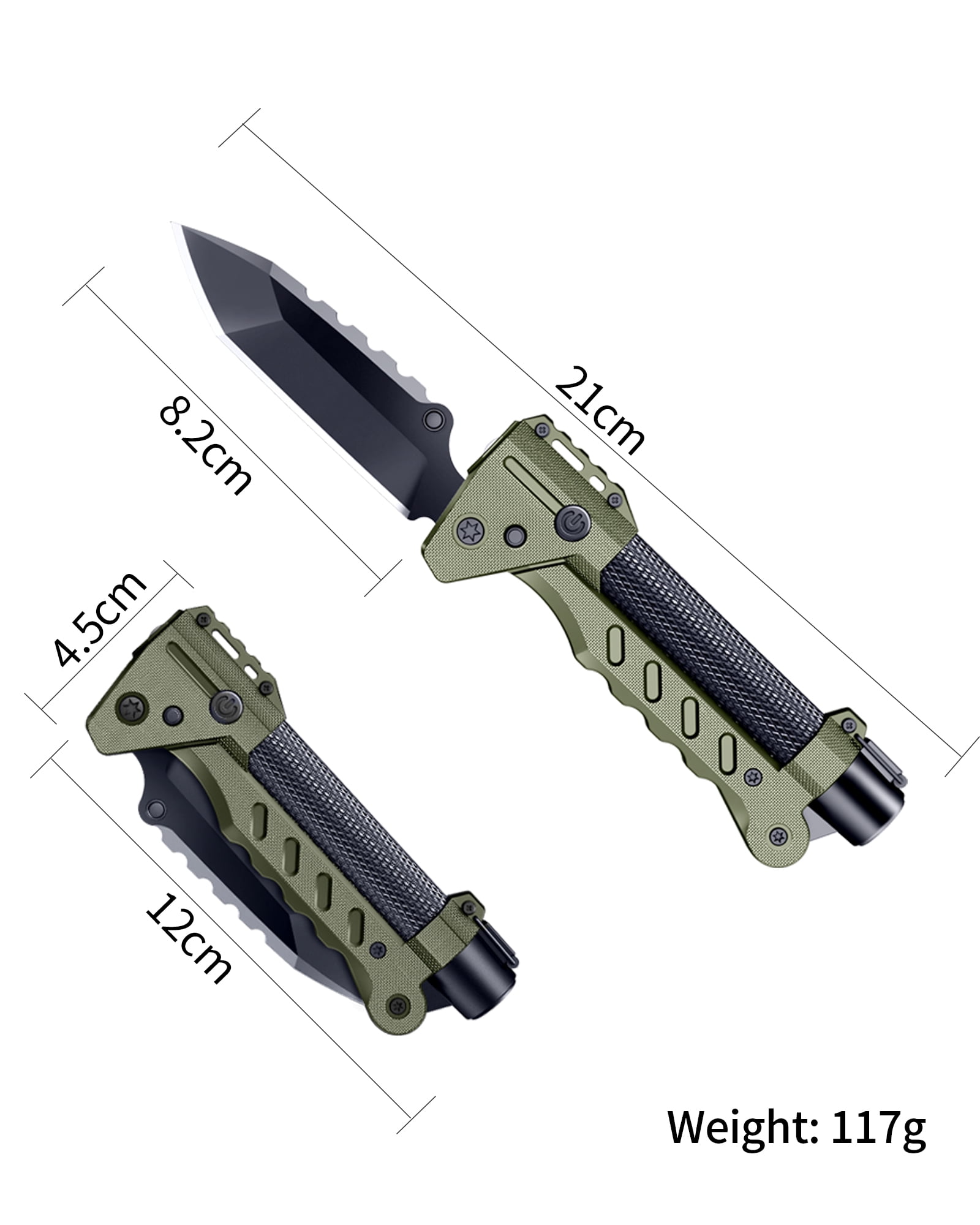 VIPERADE VAK6 Multitool with Folding Knife, LED Flashlight, Pulse Ignition, Pocket Knife for men, Rechargeable Flashlight with Belt Sheath (Green)