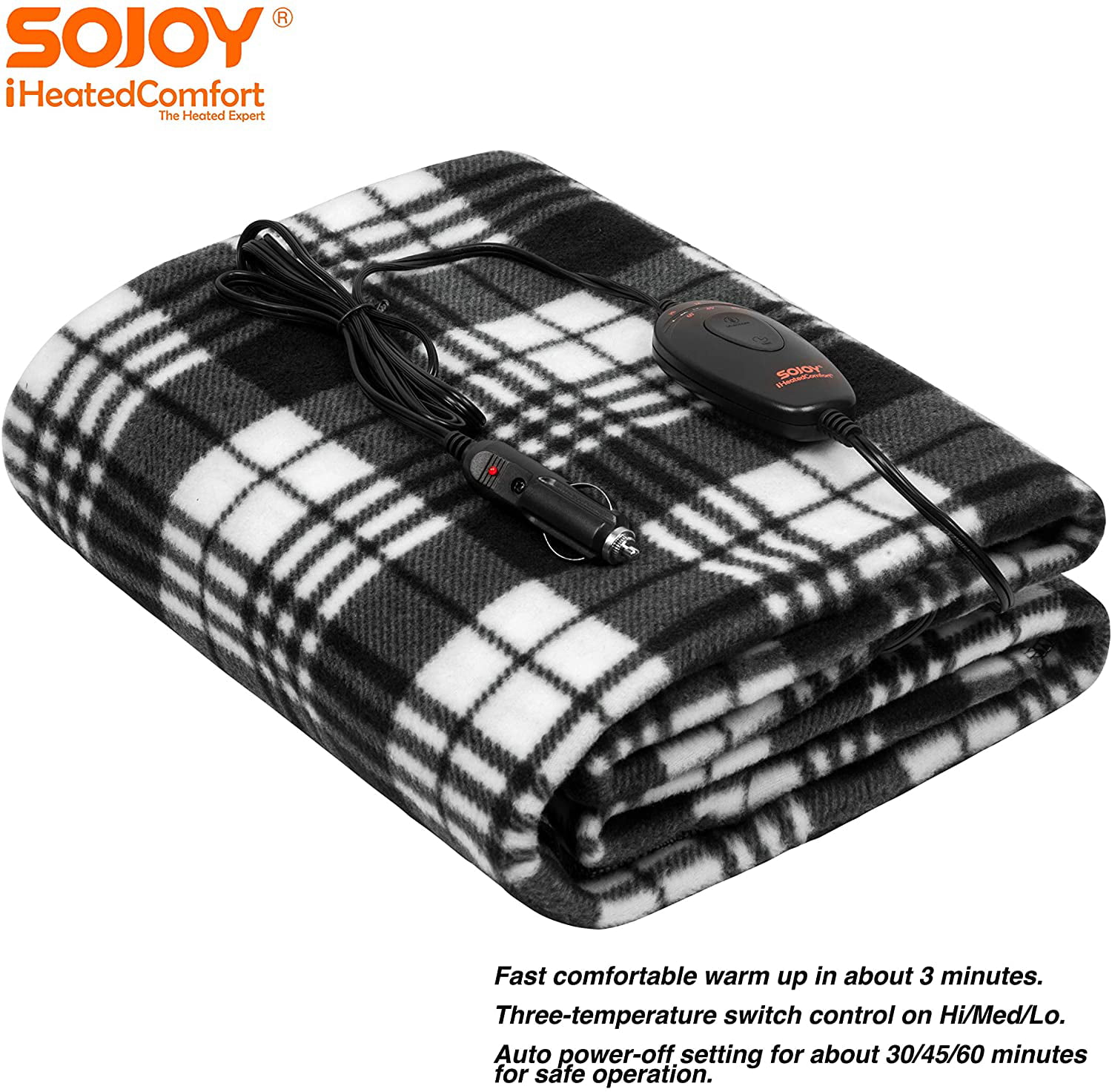 Details about   Car Electric Heating Blanket Travel Outdoor Carpet Hi/Low Switch Soft Flannel 