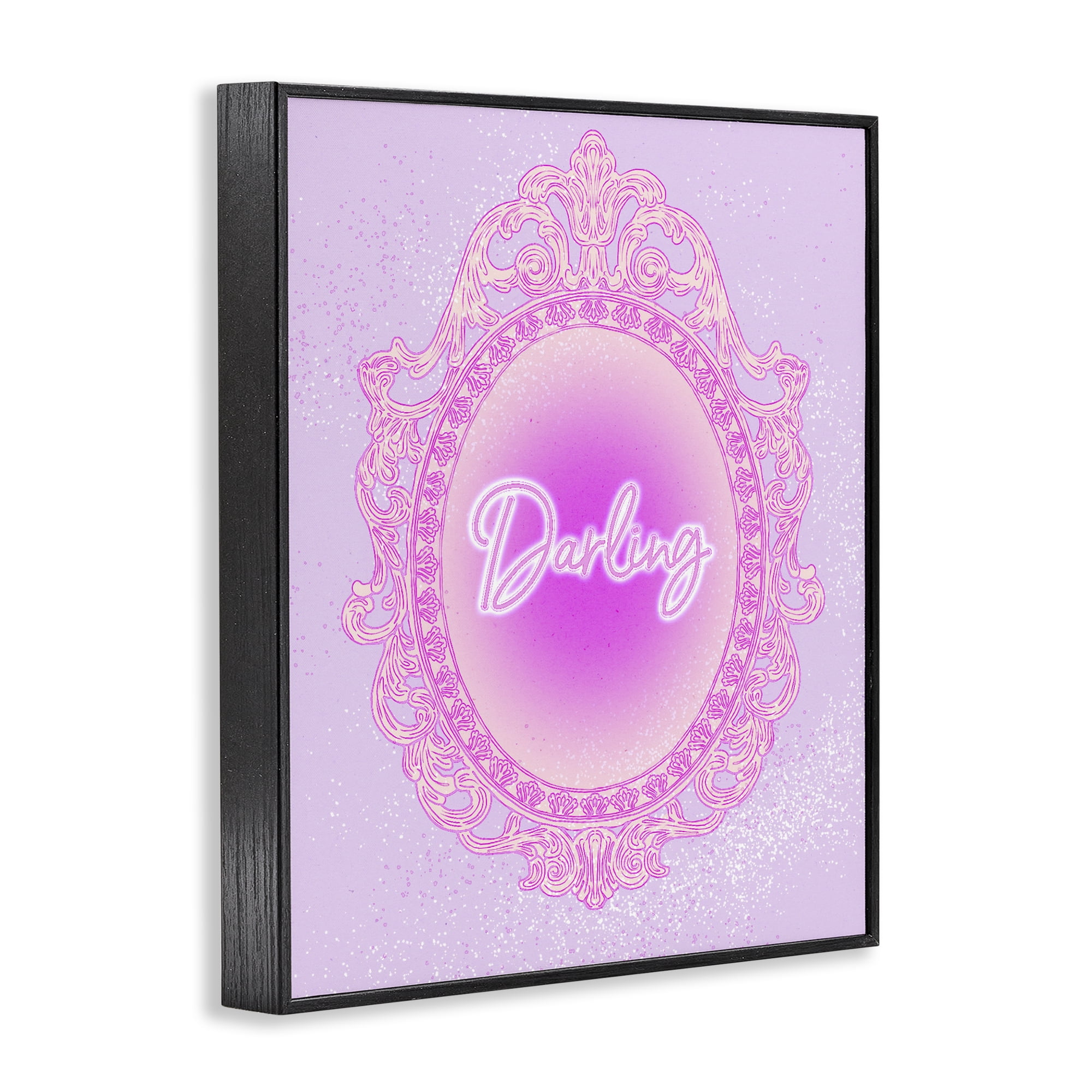 Stupell Industries Darling Ornate Mirror Black Framed Giclee Art, design by Ziwei Li