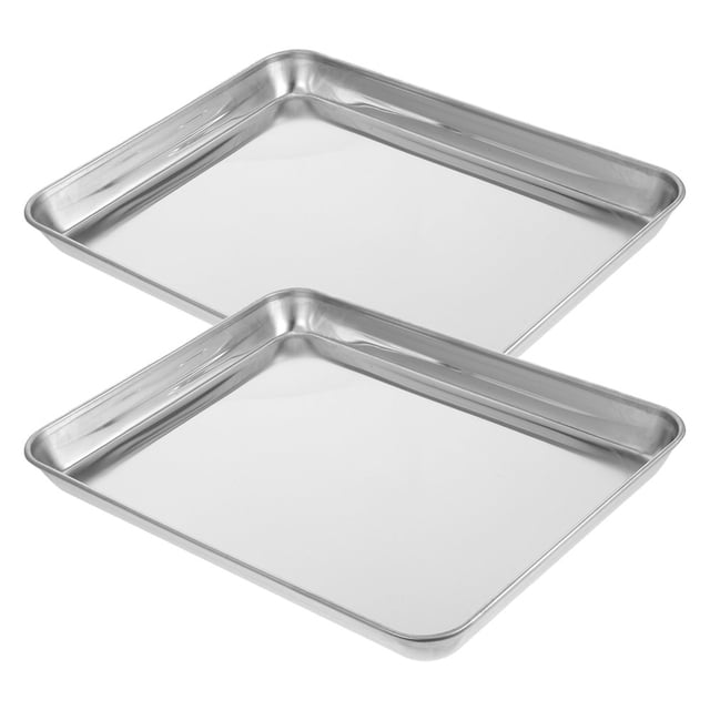 HLONK 2 Pcs Stainless Steel Tray Party Serving Pan Commercial Bakeware