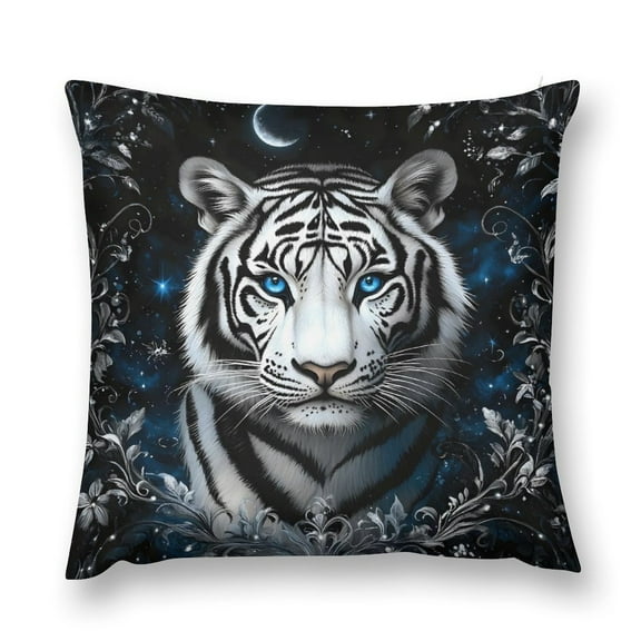 Bengal White Tiger Throw Pillow Cases Plush Pillow Cover Decorative Pillowcases Zipper Closure Cushion Covers for Couch Living Room Bedroom 12 "x12 "