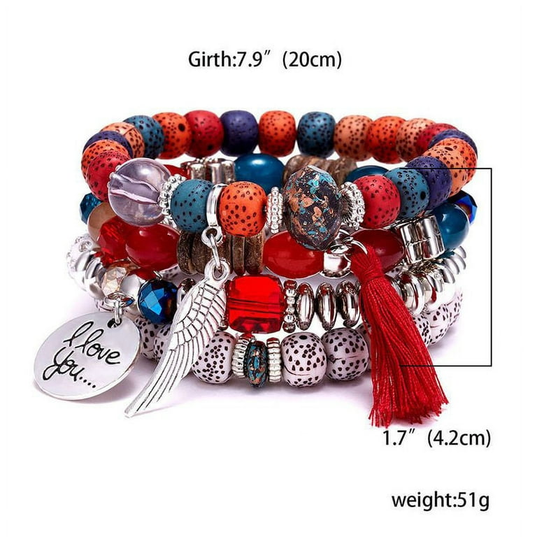 Bracelet Set for Teens Women, Heishi Bead Bracelet Stack Custom, Boho Chic  Jewelry Bracelet, Stackable Name Bracelets, Personalized Gift Mom 