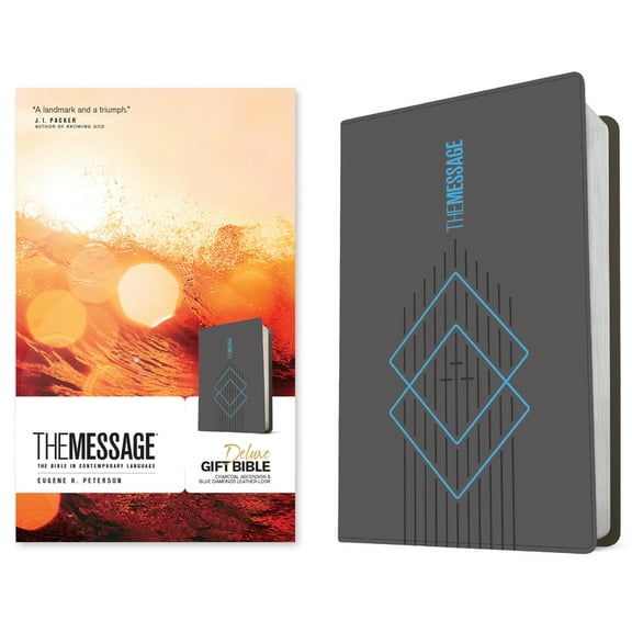 The Message Deluxe Gift Bible (Leather-Look, Charcoal Ascension and Blue Diamonds): The Bible in Contemporary Language, (Hardcover)