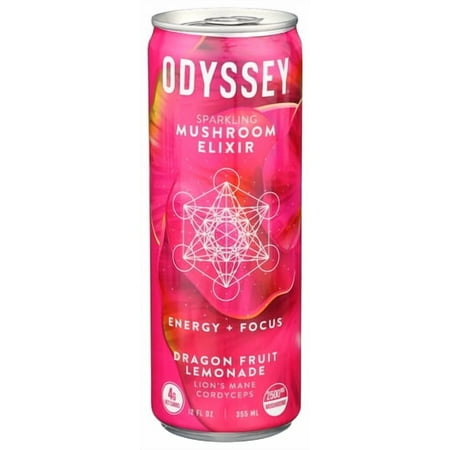 (Pack of 12) Odyssey Elixir Beverage Sparkling Energy Dragonfruit Lemon 12 Fo