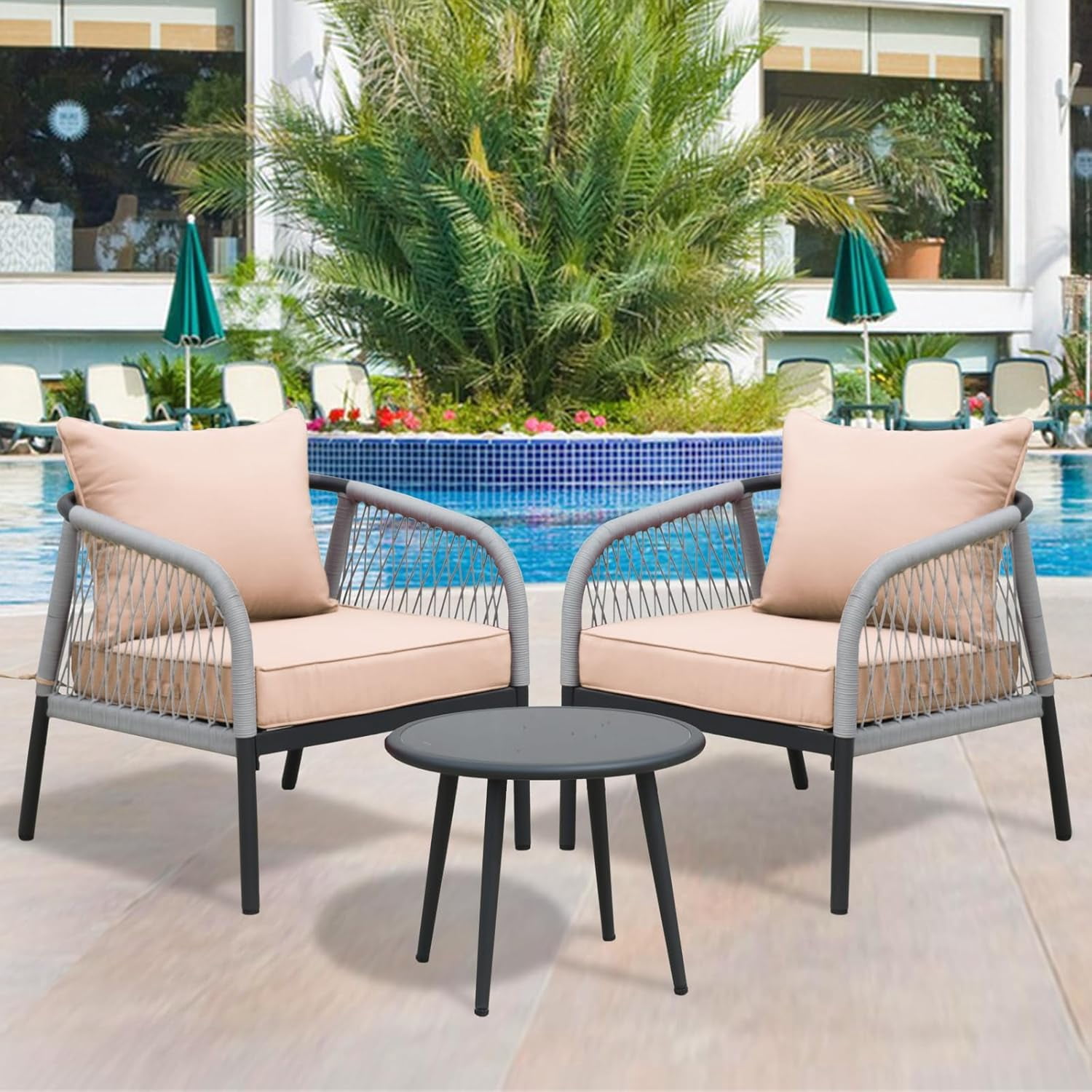 FKS LIFE Outdoor Patio Chair Cushions Set 24 L X 24 W X 4 H Waterproof & Fade Resistant Deep Seat and Back Cushions with Removable Covers Outdoor Seat Cushion Set for Chairs and Sofas