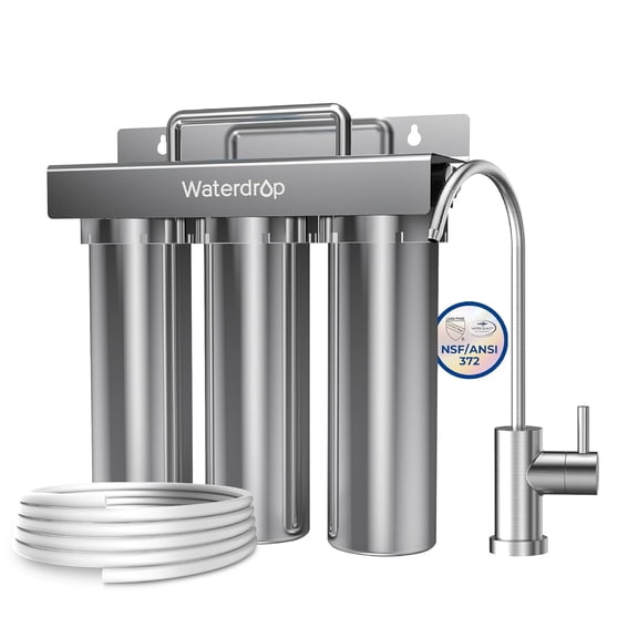 Restored Waterdrop TST-UF-B 0.01 Micron Ultra-Filtration Under Sink Water Filter, 3-Stage Stainless Steel Under Sink Water Filtration System with Dedicated Faucet, 3 Filter Included (Refurbished)
