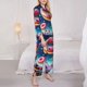 thumbnail image 3 of Balery Starry Sky Colorful Donut Conjunto de Pijama con Estampado para Mujer, Conjunto de Dos Piezas con Manga Larga, Ropa de Dormir Suave con Bolsillos, Pijamas Cómodos-Large, 3 of 7