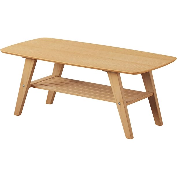 Rustic Coffee Table with Storage Shelf, Simple & Elegant Mid Century