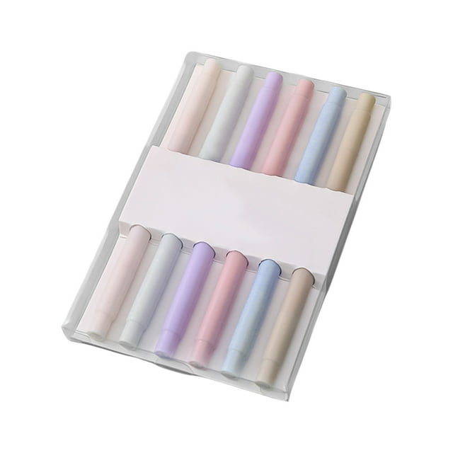 Kyursd The 6 Pack Of Double Ended Soft Brush Highlighters Contains 6 Bright Colors And Large Capacity Ink Which Is Suitable For Students' Take Notes And Drawing 2ml