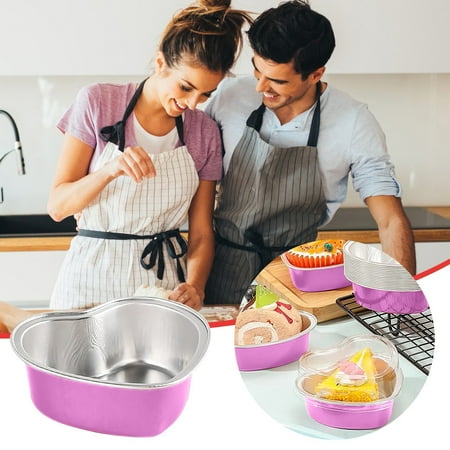 

Dyfzdhu 100ML Heart-shaped Mini Cake Pan Aluminum Cake Cup With Lid Red Disposable Mini Aluminum Foil Pan Valentine s Day Party Supplies