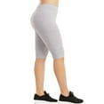 thumbnail image 3 of Women's Knee Length Cotton 21 Inch Outseam Shorts W/High Waistband Activewear/Leggings, Heather Grey-XL, 1 Pack, 3 of 4