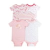 Little Star Organic Baby Girls Organic Bodysuits, 5-Pack, Size Newborn-24M
