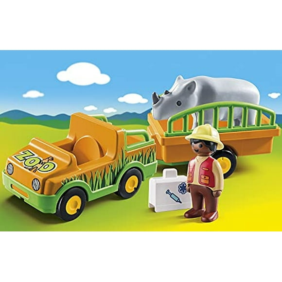 PlayMobil 1.2.3 Vehículo zoológico con rinocerontes Playmobil Playmobil