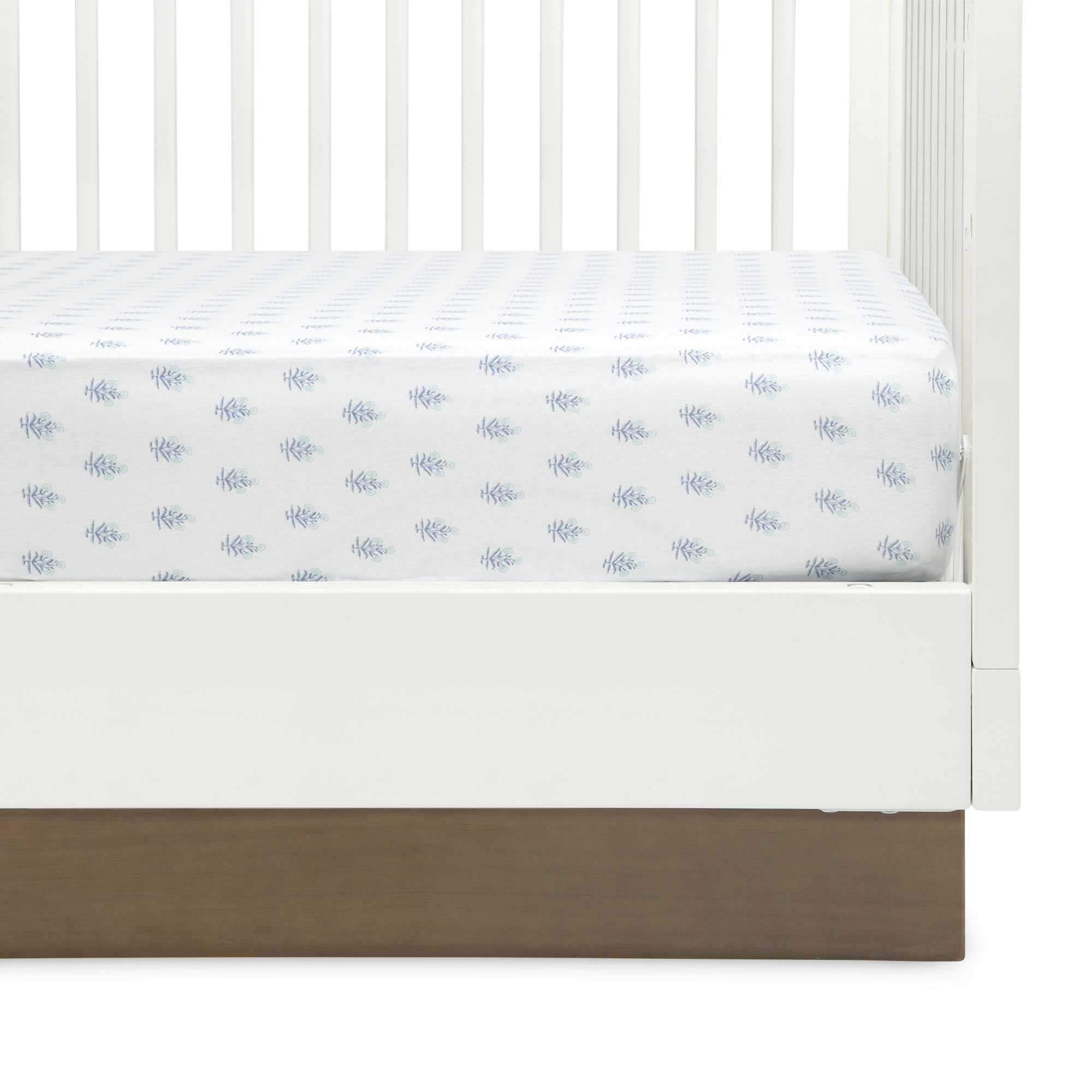 Delta Children Fitted Crib Sheets for Girls and Boys - 100% Organic Cotton Crib Sheet for Standard Crib and Toddler Mattresses - 28x52 Inch - GOTS Certified (Pack of 3), Blue Botanicals