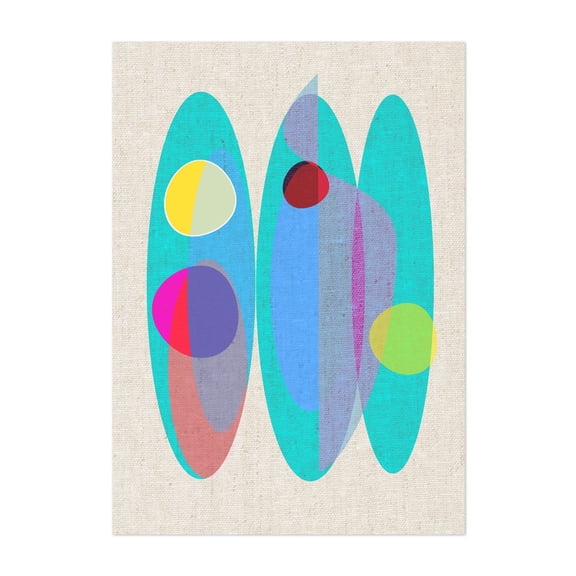 Surf in Blue - Illustration Abstract Geometric Modern Art Minimalist Mid-Century Modern Pastel Unframed Wall Art Print 4 x 6 inches