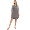 thumbnail image 3 of Women 3/4 Sleeve Sleeve Nightgown Loose Fit Sleepshirt Spring Fall Sunmer Calf-Length Soft House Dress Round Neck Comfy Sleepwear Loungewear, Gray S-3XL, 3 of 9