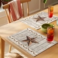 thumbnail image 4 of Western Texas Star Retro Placemats Set of 6 Country Farmhouse Gray Wood Grain Place Mats Indoor Wipeable Table Mats Washable Dining Table Placemats for Kitchen Holiday Party Home Decor 13x19 Inch, 4 of 9