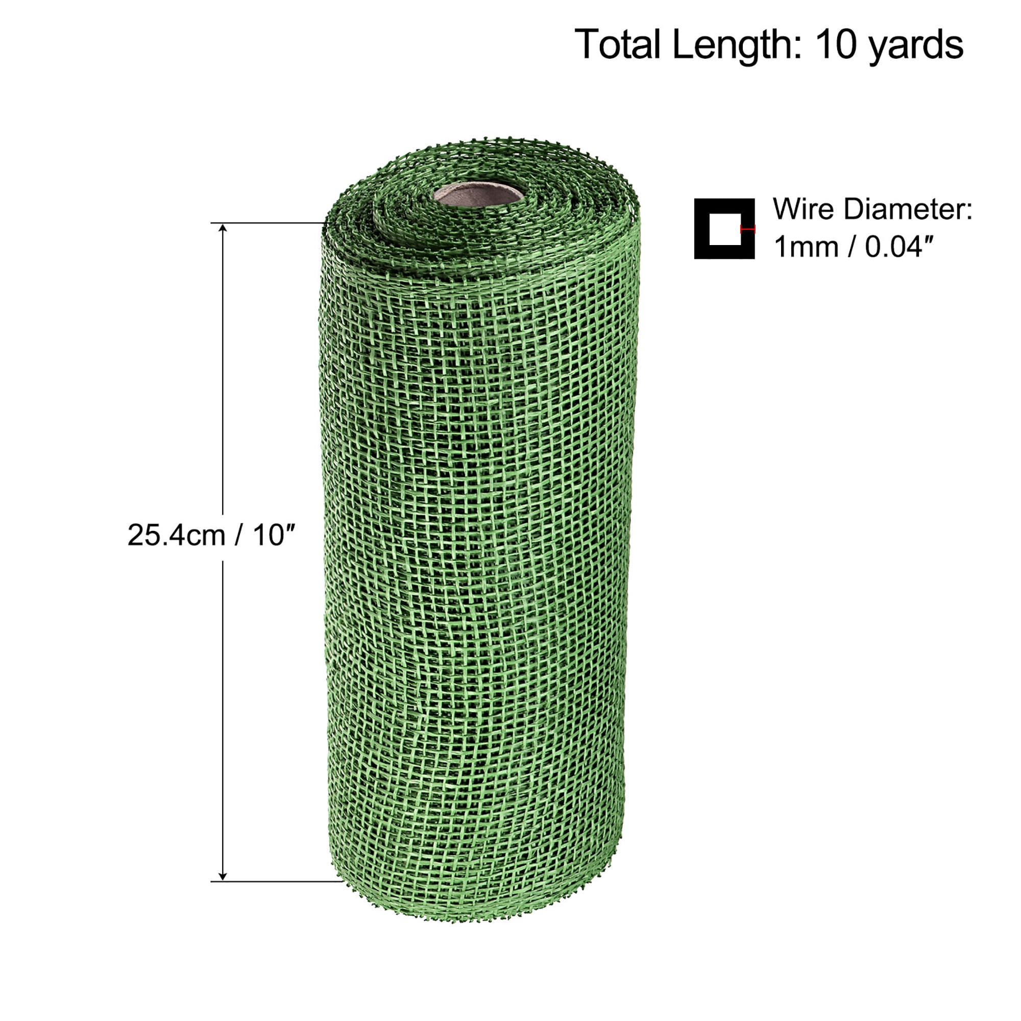 Uxcell PP Burlap Mesh 10" x 10 Yards Decorative Wrapping Ribbon, Olive 1 Roll