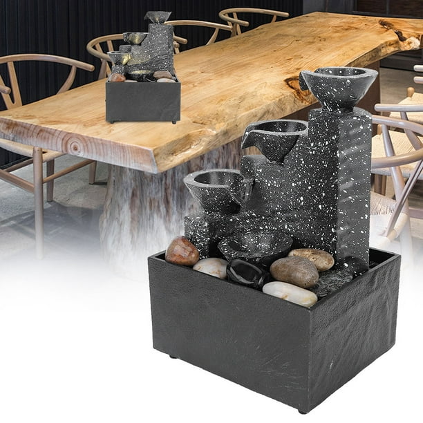 Greensen Fontaine d'eau de rocaille, artisanat d'ornement de fontaine d'eau  d'usb de bureau pour la décoration intérieure de table de bureau à la  maison, fontaine de table 