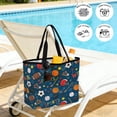 thumbnail image 5 of Navy Blue Sports Beach Bag for Women, Large Breathable Mesh Beach Tote Bag, Football Basketball Rugby Baseball Sandproof Lightweight Travel Bags for Vacation Picnic Swimming Pool 15.7"x15.7"x9.1", 5 of 9