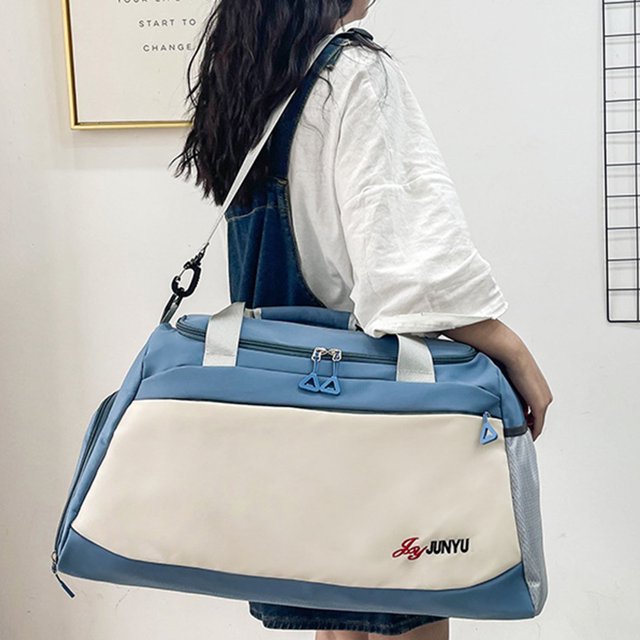 Mochila Bolso de lona con separación seca y húmeda, Bolso de fitness ligera para acampar (azul oscuro)
