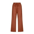 thumbnail image 5 of HAJWOH Capris Pants for Women Cotton Linen Casual Summer Straight Wide Leg Loose Drawstring Elastic Cropped Trouser, 5 of 5