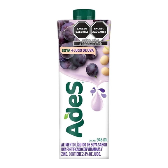 Alimento líquido de soya Ades sabor uva 946 ml
